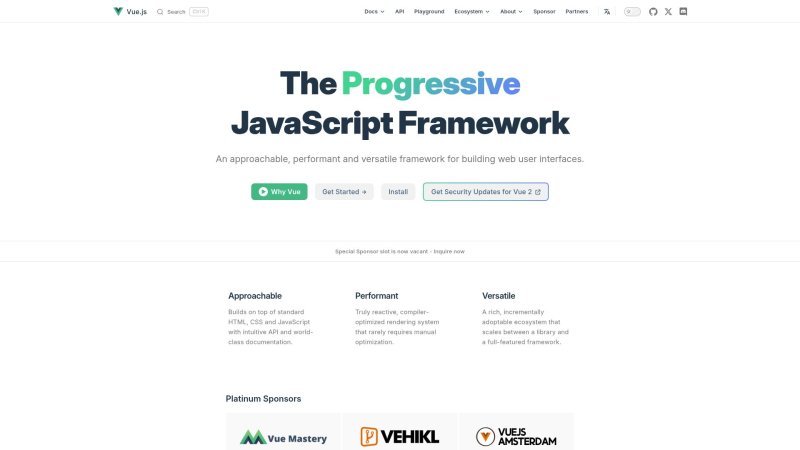 Capture d'écran de Vue.js