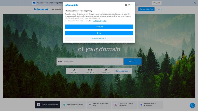 Capture d'écran de Infomaniak