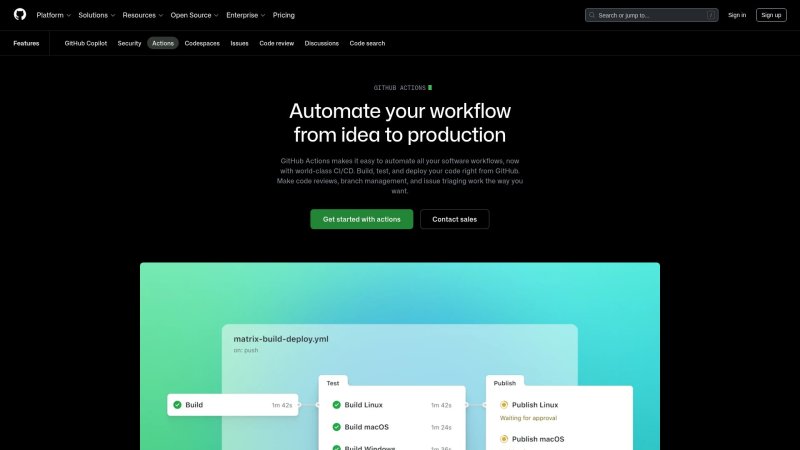 Capture d'écran de GitHub Actions