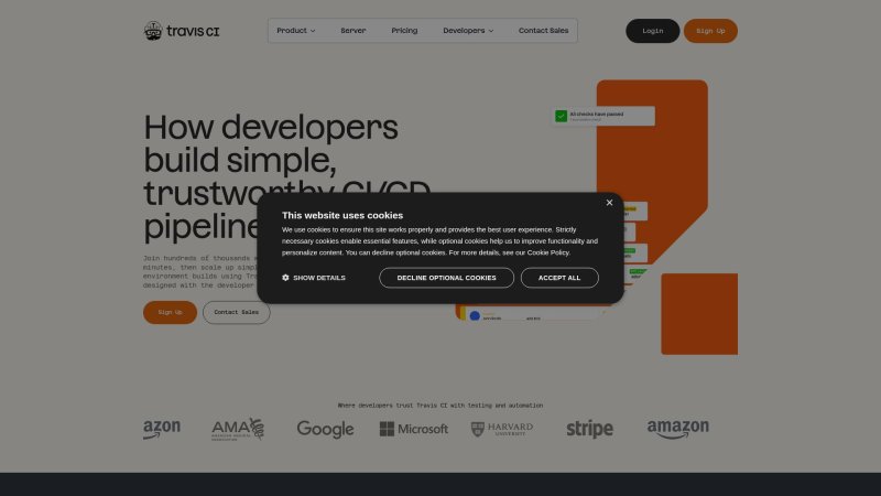 Capture d'écran de Travis CI