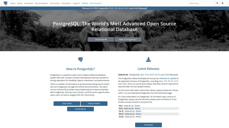 Capture d'écran de PostgreSQL