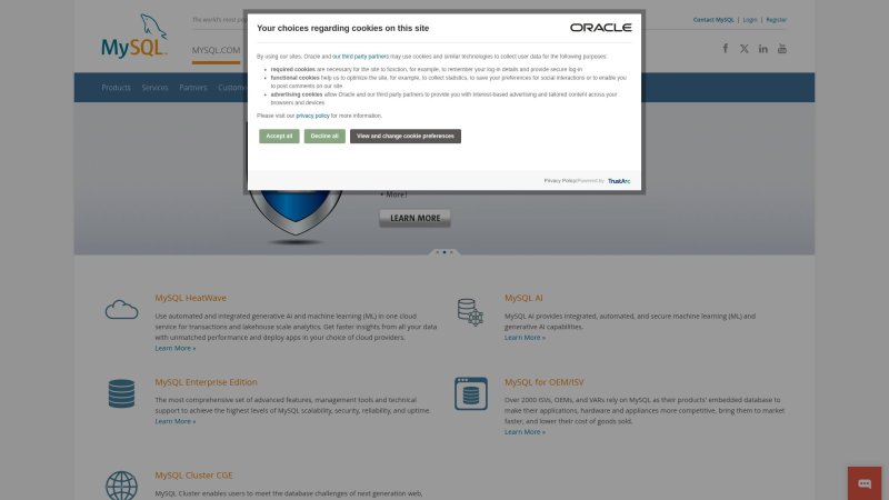 Capture d'écran de MySQL