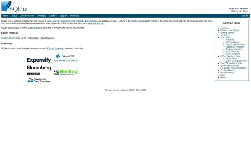 Capture d'écran de SQLite