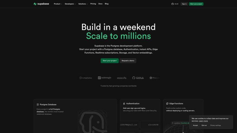 Capture d'écran de Supabase