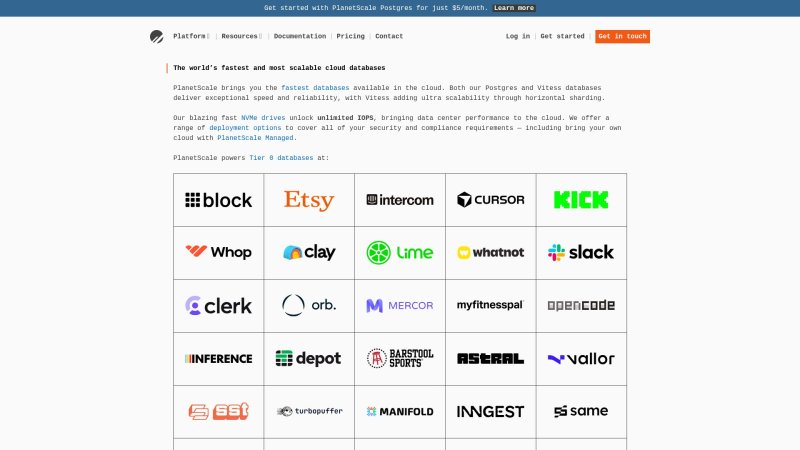 Capture d'écran de PlanetScale