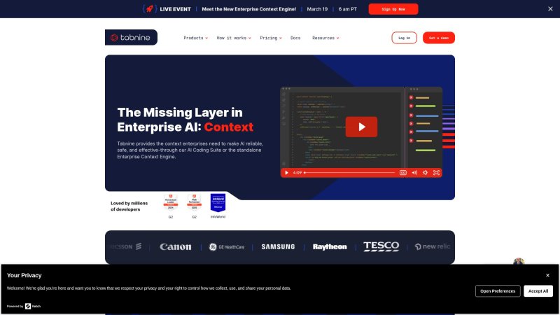 Capture d'écran de Tabnine