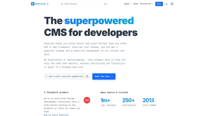 Capture d'écran de Keystonejs