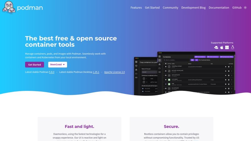 Capture d'écran de Podman