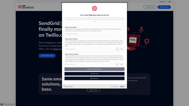 Capture d'écran de SendGrid