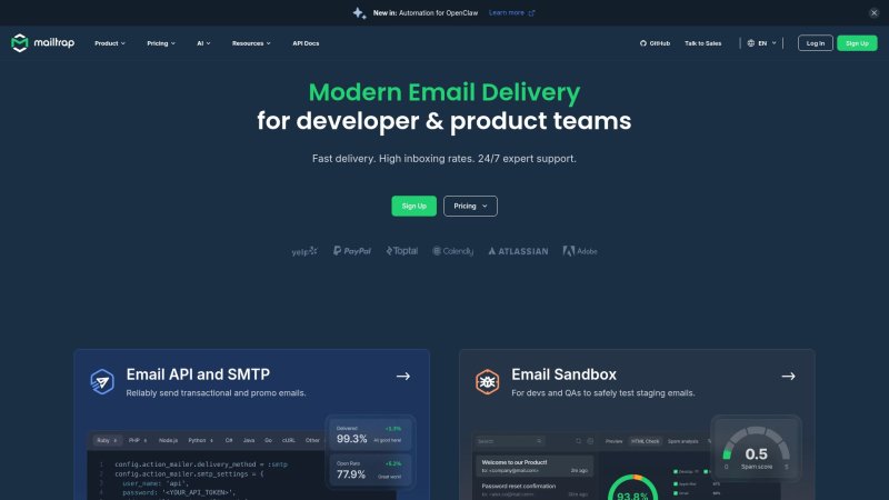 Capture d'écran de Mailtrap