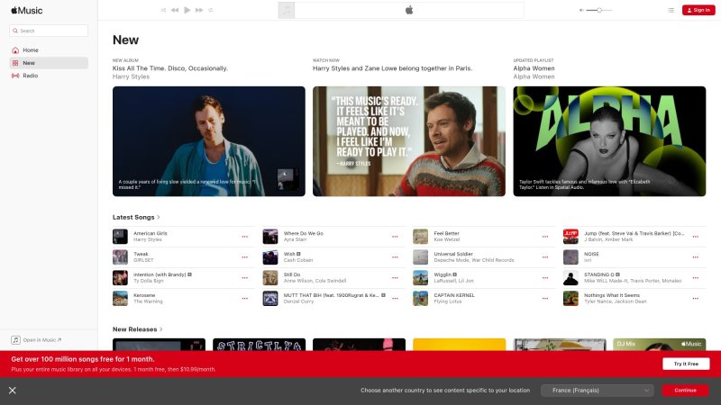 Capture d'écran de Apple Music