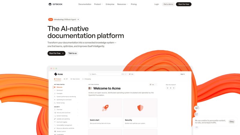 Capture d'écran de GitBook