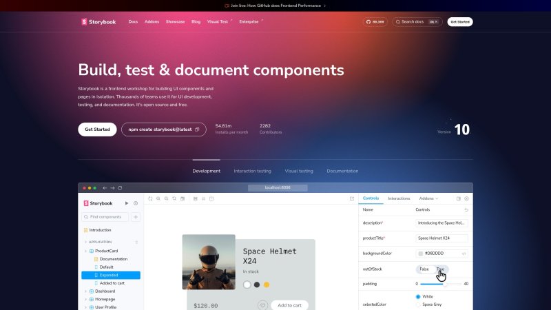 Capture d'écran de Storybook