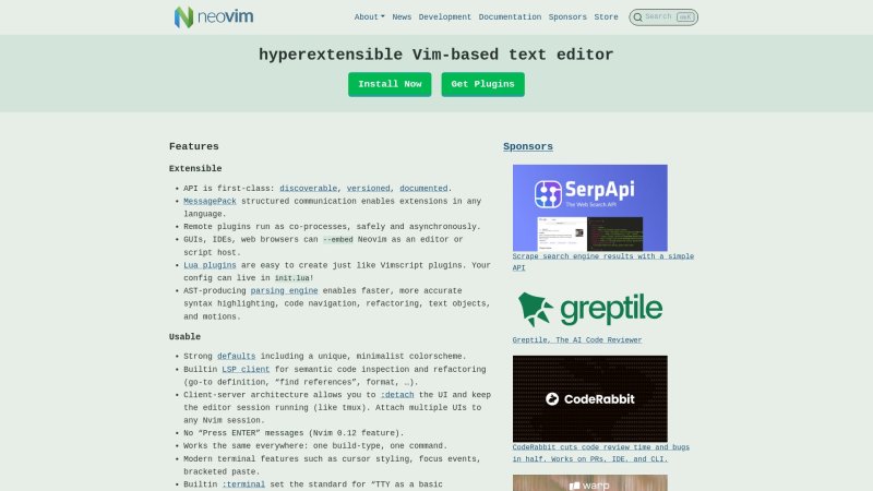 Capture d'écran de Neovim
