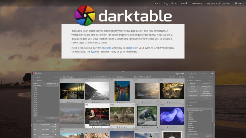 Capture d'écran de Darktable