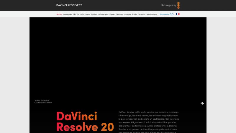 Capture d'écran de DaVinci Resolve