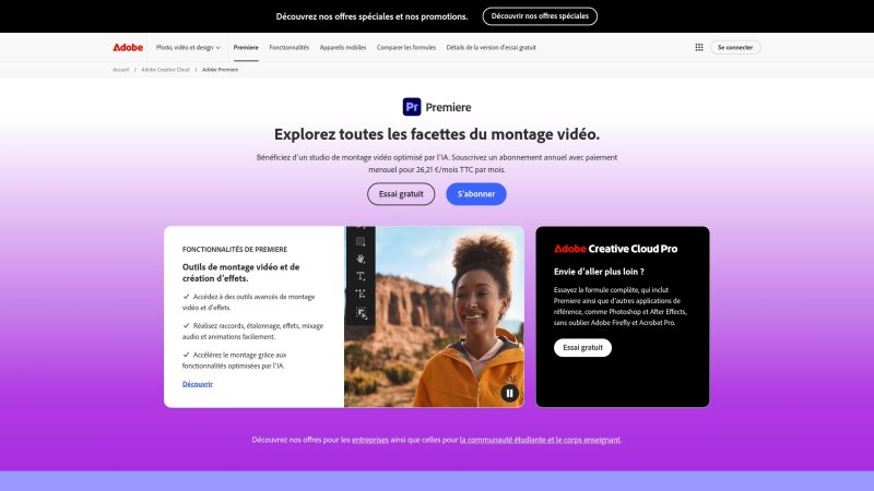 Capture d'écran de Adobe Premiere Pro