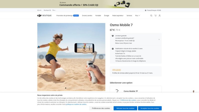 Capture d'écran de DJI Osmo Mobile 7