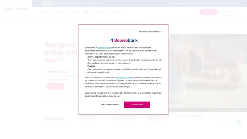 Capture d'écran de Boursorama Banque