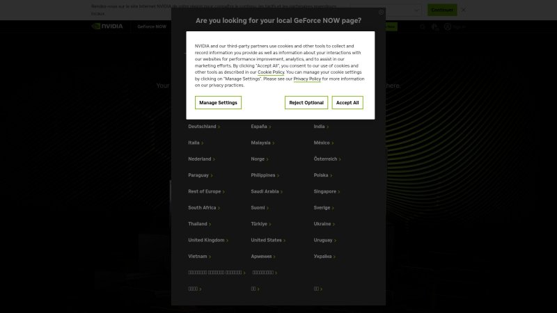 Capture d'écran de NVIDIA GeForce NOW