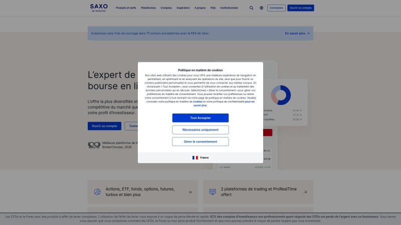 Capture d'écran de Saxo Banque